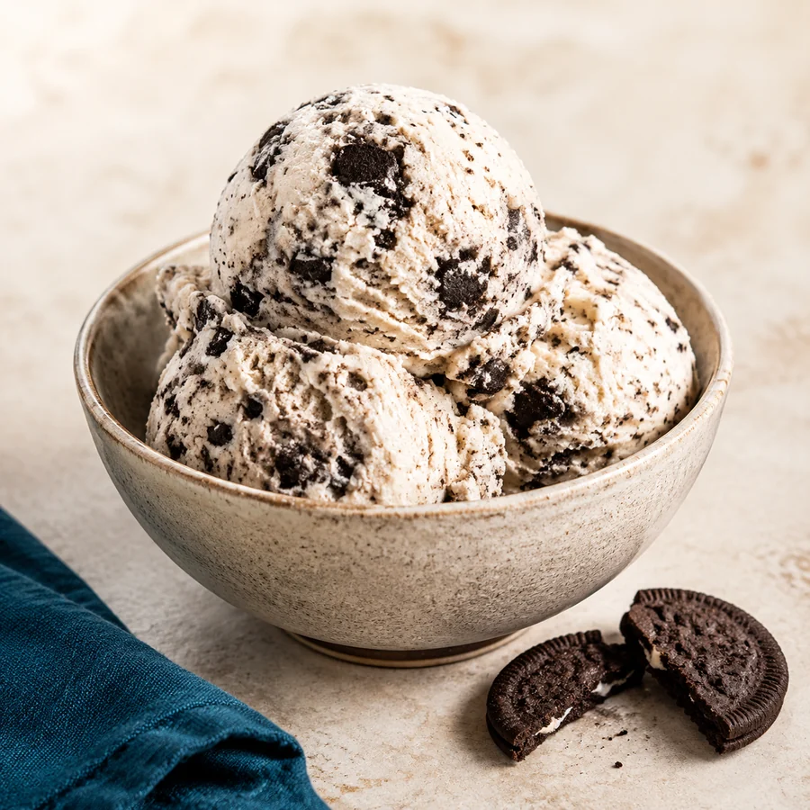 Helado de galletas con crema
